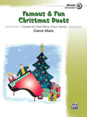 Famous & Fun Christmas Duets, Book 5 contains 7 carefully selected Christmas favorites. The duets are arranged in equal parts for intermediate pianists, and are written for one piano, four hands. The melody often shifts between primo and secondo, creating interesting parts for both players. The arrangements in Book 5 include 16th notes, dotted-eighth notes, and key signatures with no more than two sharps or two flats. Students are sure to enjoy their experience with these fun duets!