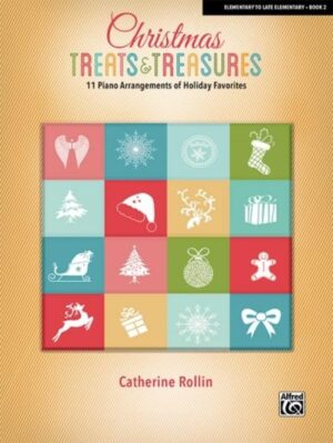 Catherine Rollin's Christmas Treats & Treasures, Book 2, is a collection of 11 piano arrangements of holiday favorites, some with optional duet accompaniments. These beautiful, joyful, and uplifting carols and songs will bring many special musical moments to piano students as they celebrate the holidays. Titles: Ave Maria * Chinese Dance (from The Nutcracker) * The First Noel * Hark! The Herald Angels Sing * The Holly and the Ivy * I Saw Three Ships * Jingle Bells * Joy to the World * O Come, All Ye Faithful * Silent Night * Still, Still, Still.