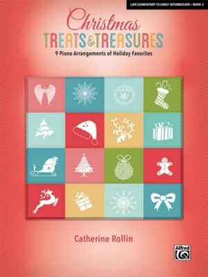 Catherine Rollin's Christmas Treats & Treasures, Book 3, is a collection of nine piano arrangements of holiday favorites. These beautiful, joyful, and uplifting carols and songs will bring many special musical moments to piano students as they celebrate the holidays. Titles: Angels We Have Heard On High * Deck the Halls * The Hallelujah Chorus (from Messiah) * Jingle Bells * March (from The Nutcracker) * O Little Town of Bethlehem * Ukrainian Bell Carol * We Three Kings of Orient Are * We Wish You a Merry Christmas.