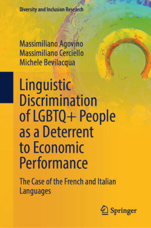 Leider hat der Verlag Springer International Publishing es versäumt, dem Buchhandel eine Inhaltsangabe zu dem Buch "Linguistic Discrimination of LGBTQ+ People as a Deterrent to Economic PerformanceThe Case of the French and Italian Languages" von Massimiliano Agovino, Massimiliano Cerciello, Michele Bevilacqua zur Verfügung zu stellen. Das ist bedauerlich, aber wir stellen unseren Leser und Leserinnen das Buch trotzdem vor.