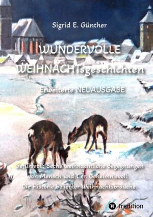 Bei der stark erweiterten Neuausgabe zu "Wundervolle Weihnachtsgeschichten" geht es um bezaubernde Begegnungen von Mensch und Tier zur Weihnachtszeit. Die Magie der Weihnacht trifft die Liebe zu den Tieren und den Respekt vor der Natur, eingebettet in spannende Geschichten über • ein außergewöhnliches Schaumbad im Advent • einen wunderschönen Friedensengel mit Narbe • einen inspirierenden Blick auf ein scheinbar verlassenes Nest • eine besonders bewegende Geburt an Heiligabend • einen Christbaum, an dem Edelsteine funkeln, sowie • einen Nussknacker, der das Leben seiner Besitzerin verändert. Und ein kleiner Rückblick auf die geheimnisvolle Historie des Weihnachtsfestes, auf die Geburt Jesu, auf Nikolaus, Christkind und Weihnachtsmann, darf ebenfalls nicht fehlen. In besonders GUT LESBARER SCHRIFT - auch für Lesungen bei weihnachtlich gedämpftem Licht perfekt. Eine weitere Besonderheit: Das Buch ist illustriert mit Abbildungen von - handgemalten - historischen Weihnachtskarten bzw. Tiermotiv-Postkarten (17 Farbfotos und 30 s/w-Aufnahmen).