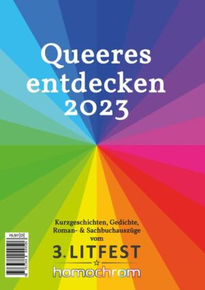 »Queeres entdecken 2023« ist der dritte Sammelband des Litfests homochrom in Köln und bietet ein buntes Panorama aktueller, ausgewählt guter queerer Literatur. Im Herbst 2023 lasen 23 Autor*innen ihre abwechslungsreichen Texte beim 3. Litfest homochrom, einem von bloß fünf Festivals für LSBTIAQ-Literatur in Europa. Der Großteil der Lesungen ist auch als Videos und Podcasts veröffentlicht. Die Lesetexte von 15 dieser Autor*innen erscheinen in dieser Anthologie auf prallen 247 Seiten, darunter viele unveröffentlichte Kurzgeschichten, mehrere Gedichte sowie einige Roman- und Sachbuchauszüge. Mit einer Leselänge von zirka 20 Minuten sind die Texte ideal, um zwischendurch oder unterwegs von dir entdeckt zu werden - und um dir hoffentlich Lust auf mehr queere Literatur zu machen.