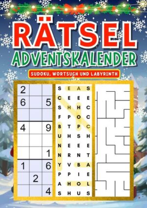 Du suchst nach dem perfekten Weihnachtsgeschenk für Mama, Papa, Oma, Opa oder befreundete Paare? Entdecke den Rätsel Adventskalender 2023 - nicht nur eine tägliche Dosis Vorfreude, sondern auch eine Herausforderung für den Kopf!   Jeden Tag erwarten dich gleich drei spannende Rätsel: Sudoku, Wortsuche und Labyrinth. So bleibt keine Zeit für Langeweile in der festlichen Jahreszeit.   Ein liebevolles Geschenk, das Erwachsenen nicht nur die Tage bis Weihnachten versüßt, sondern auch das Gehirn trainiert und die grauen Zellen auf Trab hält. Ideal für alle Rätselfreunde und die, die es werden möchten.   Mach deinen Liebsten eine besondere Freude und schenke ihnen 24 Tage voller Rätselspaß. Ein Adventskalender, der in Erinnerung bleibt und für festliche Unterhaltung sorgt. Bestelle jetzt und lass dich von der Magie der Weihnachtsrätsel verzaubern!