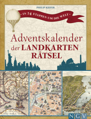 Karten, bis das Christkind kommt ... • Für alle Rätsel-Fans & Kartenliebhaber: Auf Entdeckertour rund um den Globus • 24 x Advents-Rätselspaß - Eine weihnachtliche Kartenwelt voll historischer Karten, Stadtpläne & Flaggen • Nostalgisch & abenteuerlich - Mit Phileas Fogg und Passepartout in 24 Etappen um die Welt • Liebevoll gestaltet im Stil von Jules Verne: Voller Illustrationen aus der Viktorianischen Epoche • Mit 24 versiegelten Landkarten: Das perfekte Advents-Geschenk zum kreativen Grübeln • Von Spiegel-Bestseller-Autor Philip Kiefer In 24 Etappen um die Welt - Rätselspaß mit versiegelten Landkarten Der englische Gentleman Phileas Fogg braucht Ihre Hilfe! In nur 24 Tagen soll er den Globus umrunden, damit Queen Victoria ihre Wette mit dem russischen Zaren gewinnt. Reisen Sie mit ihm durch ferne Länder und Inseln und lösen Sie dabei allerlei Rätsel zu historischen Karten und Stadtplänen. Eine bunte Kartenwelt voller Überraschungen wartet auf Sie! Dieser von Jules Verne inspirierte Adventskalender entführt Sie auf eine unterhaltsame Reise ins Viktorianische Zeitalter. Erleben Sie spannende Abenteuer an der Seite von Phileas Fogg und seinem treuen Begleiter Passepartout und gehen Sie auf Entdeckertour in 24 Etappen um die Welt. Werden die beiden mit Ihrer Hilfe die Wette gewinnen? Freuen Sie sich auf einen abwechslungsreichen Rätselspaß mit alten Karten, Stadtplänen, Silhouetten und Flaggen!