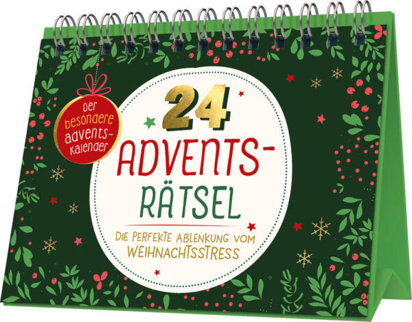 Rätseln bis das Christkind kommt • 24-facher Adventsspaß mit witzigen und unterhaltsamen Rätseln • Liebevoll gestaltet - die ideale Ablenkung vom Weihnachtsstress • Das perfekte Geschenk zum kreativen Grübeln und Schmunzeln • Für alle Rätselfreunde, Ganz-genau-Gucker und Um-die-Ecke-Denker • Praktischer Aufstell-Adventskalender • Ideal für den Schreibtisch oder als kleines Geschenk für einen lieben Menschen. Welche Geschenke du wohl dieses Jahr bekommst? Dieses Rätsel kannst du mit unserem witzigen Rätsel-Advents-Countdown zwar nicht lösen, aber der 24-fache Ratespaß verkürzt dir auf jeden Fall die Zeit bis Weihnachten! 24 knifflige, witzige, unterhaltsame Rätsel - nur für dich!