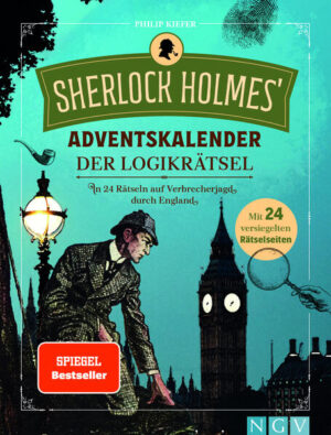 In 24 Rätseln auf Verbrecherjagd durch England • Stilecht & nostalgisch: Mit Sherlock Holmes und Dr. Watson durch das viktorianische London • Logikrätsel mit 24 versiegelten Rätselseiten: Das perfekte Advents-Geschenk zum kreativen Grübeln • Liebevoll gestaltet im Stil der alten Sherlock-Romane: Voller Illustrationen aus der Viktorianischen Epoche • Mit dem Meisterdetektiv durch den Advent: 3 spannende Kriminalabenteuer mit 24 Logikrätseln • Kniffliger Rätselspaß voller Nostalgie und Abenteuer - Für niveauvolle Rätselfreunde und Fans von Sherlock Holmes • Von Spiegel-Bestseller-Autor Philip Kiefer Kniffliger Rätselspaß voller Nostalgie und Abenteuer - Logikrätsel mit 24 versiegelten Rätselseiten Sherlock Holmes benötigt Ihre Mithilfe! Begleiten Sie den Meisterdetektiv und seinen treuen Begleiter Dr. Watson bei drei aufregenden Kriminalfällen im viktorianischen England. Klären Sie den Mord an einer angesehenen Persönlichkeit aus der Welt des Adels auf, gehen Sie auf unheimliche Spurensuche im nebligen Dartmoor und legen Sie Sherlocks Erzfeind Professor Moriarty in der Londoner Unterwelt das Handwerk. Jeden Tag lösen Sie dabei kreative Rätsel, mit denen Sie Ihre Beobachtungsgabe und Ihr logisches Denken testen können. Eine abwechslungsreiche Rätselwelt voller Überraschungen wartet auf Sie! Dieser von den berühmten Sherlock-Kriminalgeschichten inspirierte Adventskalender entführt Sie auf eine unterhaltsame Reise ins Viktorianische Zeitalter. Erleben Sie spannende Abenteuer an der Seite des Meisterdetektivs und gehen Sie in 24 Rätseln auf Verbrecherjagd durch England. Werden Holmes und Watson mit Ihrer Hilfe alle Fälle lösen können? Freuen Sie sich auf einen fantasievollen Rätselspaß voller Nostalgie und Abenteuer!