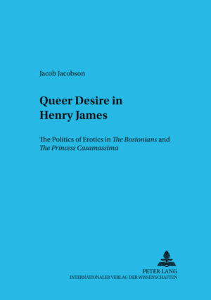 Drawing on queer theory, this study locates unorthodox desire in Henry James with a special focus on his two most deliberately queer novels, The Bostonians and The Princess Casamassima. Jacob Jacobson shows how queer desire in these texts is exploited beyond the personal to solicit pawns for subversive causes. More than banal prattle, anarchism and feminism are viable threats to the status quo. By subtly depicting the potency of the politics of same-sex erotics, James legitimates queer desire. If fictional deaths are possible metaphors for sex, Jacobson argues that Hyacinths unlawful suicide can be concurrently read as a veiled act of licentious masturbation. Hyacinth recovers through death both his body politic and his body erotic in what is Jamess biggest challenge to patriarchy.