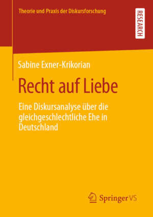 Leider hat der Verlag Springer Fachmedien Wiesbaden GmbH es versäumt, dem Buchhandel eine Inhaltsangabe zu dem Buch "Recht auf LiebeEine Diskursanalyse über die gleichgeschlechtliche Ehe in Deutschland" von Sabine Exner-Krikorian zur Verfügung zu stellen. Das ist bedauerlich, aber wir stellen unseren Leser und Leserinnen das Buch trotzdem vor.