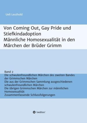 Dass Märchen der Brüder Grimm von Homosexualität handeln, ist eindeutig, trotzdem für die Forschung neu. Dieses Buch stellt die Grimm-Forschung auf neue Grundlagen, auch die Geschichte der Schwulenbefreiung, denn diese begann mindestens gedanklich früher als bisher angenommen, nämlich mit den 17 schwulenfreundlichen Märchen der Brüder Grimm, von denen in diesem ersten Band des Werkes von Herrn Leuthold acht sorgfältig analysiert werden. Darauf folgt eine Kurzanalyse der 14 übrigen Grimmschen Märchen zur männlichen Homosexualität.