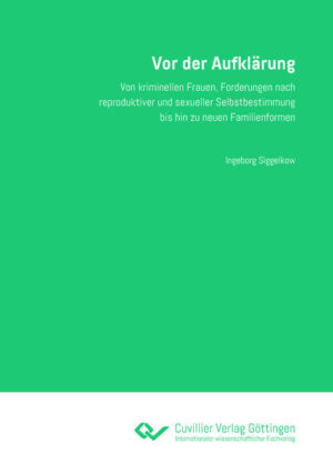 https://cuvillier.de/de/shop/publications/8818-vor-der-aufklarung Auf gesellschaftspolitischer Ebene werden in Deutschland Ergebnisse der Genderforschung wie eine gendergerechte Sprache und politische Forderungen wie das Recht auf sexuelle Selbstbestimmung (Reform des Transsexuellengesetzes) kontrovers diskutiert. Durch die Entwicklung neuer Reproduktionstechnologien werden neben ethischen vor allem juristische Probleme aufgeworfen. Die Geschlechterfrage stellt sich neu und mit ihr die Auswirkungen auf Familienstrukturen. Weitere Themen: Frauen in Gefängnissen, Arbeit und Geschlecht, Gender Pay Gap, Geschlecht und Moral, Recht auf reproduktive Selbstbestimmung, Geburtenrate und Bevölkerungsentwicklung, Zukunft der Genderforschung