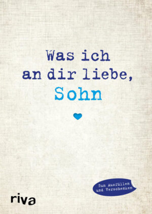 Natürlich lieben wir unsere Kinder über alles. Aber im Alltag und gerade wenn sie älter werden und ausziehen, gibt es selten passende Momente, um ihnen das zu sagen. Dieses Ausfüllbuch hilft dabei, die Liebe zum eigenen Sohn in Worte zu fassen und ihm eine ganz besondere Erinnerung mit auf den Weg zu geben. Tiefgründige, witzige sowie emotionale Fragen und Denkanstöße machen dieses Buch, von Mutter, Vater oder den Eltern ausgefüllt, zu einem einzigartigen und ganz persönlichen Geschenk - zum Geburtstag, zu Weihnachten oder einfach zwischendurch.