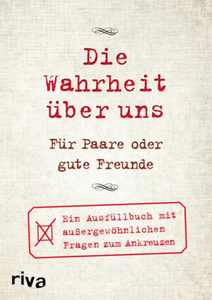 Den Bestseller Die Wahrheit über uns gibt es nun auch als Ausgabe zum Ankreuzen. Vorgegebene Antwortmöglichkeiten erleichtern Paaren oder Freunden das Ausfüllen, helfen beim Nachdenken und offenbaren Dinge, die man sich sonst möglicherweise nie erzählt hätte. Dabei geht es um Charaktereigenschaften, Vorlieben, Abneigungen, gemeinsame Erlebnisse, Träume und Ziele. So lernt man nicht nur unglaublich viel übereinander, sondern schafft gleichzeitig ein Erinnerungsalbum, in dem man gemeinsame Erlebnisse, Gedanken und Gefühle für immer festhalten kann.