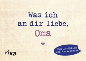 Die Oma ist nicht nur ein Familienmitglied, das uns schon immer begleitet, sie ist auch Vertrauensperson, Mamaersatz und Trostspender. Sie ist oft der einzige Mensch, der immer Zeit für uns hat. Die Miniversion von Was ich an dir liebe, Oma bietet tiefgründige, witzige sowie emotionale Fragen und Denkanstöße, aus denen sich schnell und einfach eine ganz persönliche Liebeserklärung kreieren lässt, um damit auf besondere Weise Danke zu sagen. Ausgefüllt ist dieses Buch das perfekte Geschenk zum Geburtstag, zu Weihnachten oder einfach zwischendurch.