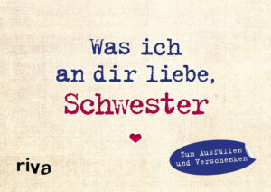 Die Miniversion von Was ich an dir liebe, Schwester bietet tiefgründige, witzige sowie emotionale Fragen und Denkanstöße, um schnell und einfach eine persönliche Liebeserklärung an die eigene Schwester zu kreieren. Sie ist nämlich viel mehr als ein Familienmitglied, mit dem man gemeinsam aufgewachsen ist. Eine Schwester ist auch eine Freundin, auf die man sich immer verlassen kann. Kaum ein Mensch kennt uns besser als sie. Ausgefüllt zeigt dieses Buch die tiefe Verbundenheit und ist das perfekte Geschenk zum Geburtstag, zu Weihnachten oder einfach zwischendurch.