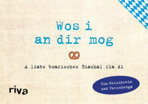 »Wos i an dir mog« is d’boarische Version vo »Was ich an dir liebe«. Drin san griabige Frogn, die da helfa, mit kloanem Aufwand a liabs Büchal zum Schreim, wos ganz alloa fia dei Spotzerl is. Auf jedana Seitn gibt’s Frogn zum Eitrogn und vui Antwortn zum Okreizn, mit dena du a ganz persönlichs Gschenk macha kost.