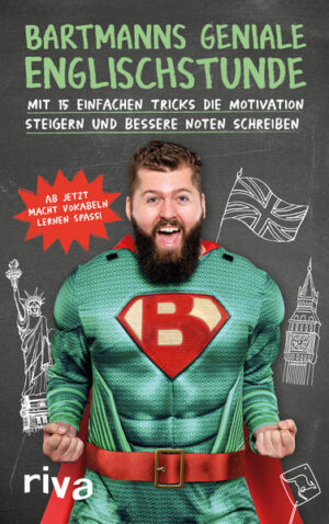 Hurra, mit dem Bartmann macht Englischlernen endlich Spaß! Alle lieben den Bartmann. Denn der ist nicht nur ein gefeierter TikTok-Star, sondern auch Lehrer an einer internationalen Schule in Berlin. Dort unterrichtet der gebürtige Australier Englisch. Und das geschieht wie in seinen Videos mit ganz viel Spaß. In diesem genialen Lernbuch ab 10 Jahren hat der bärtige Superheld für dich die Dos und Don’ts der englischen Sprache in 15 lustigen Lektionen zusammengefasst. Der Bartmann verrät dir, wie es dir gelingt, einfach und effektiv Vokabeln zu lernen, und wie du es schaffst, dir jede noch so vertrackte Grammatikregel zu merken. Außerdem enthält jedes Kapitel einen kleinen Übungsteil, mit dem du dein neu erlerntes Wissen gleich testen kannst. Klar ist: Mit diesen superschlauen Tipps und Tricks wirst du sowohl im Englischunterricht als auch auf TikTok & Co. richtig durchstarten!