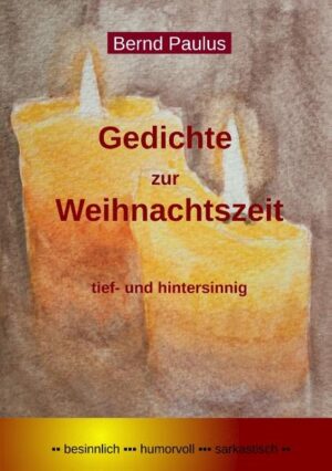 Gedichte rund um die Weihnachtszeit. Der Gedichteband beinhaltet mehrere Gedichte, die sowohl die besinnliche Zeit widerspiegeln als auch die Hektik, die rund um die Festtage herrscht. Die Verse sind hintersinnig und hinterfragen auch die Traditionen des christlichen Festes. Das Buch ist illustriert mit zahlreichen Fotos und Bildern.