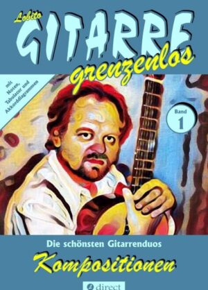 . Eine Sammlung ausgesuchter Originalkompositionen für zwei Gitarren (Band 1) des Gitarristen, Autors und Komponisten Lobito sowohl in traditioneller Notenschrift als auch in leicht lesbarer Gitarrentabulatur mit ausführlichen Fingersätzen und hilfreichen Griffdiagrammen sowie umfangreichen Zeichenerklärungen, Ausführungshinweisen und wertvollen Spieltipps.