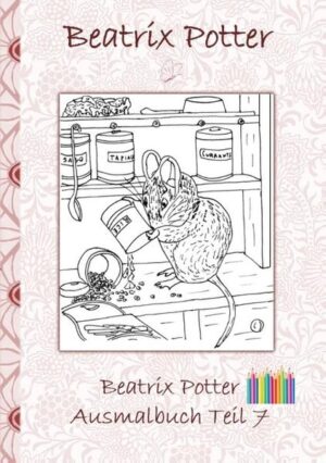 Das Beatrix Potter Ausmalbuch Teil 7 enthält 19 wunderschöne Kunstwerke zum Ausmalen, die auf original Beatrix Potter Geschichten und deren Illustrationen basieren und von Elizabeth M. Potter frei überarbeitet wurden. Die Ausmalbilder dieses Buches stammen aus den folgenden Beatrix Potter Geschichten: Die Geschichte von Frau Kleinmaus Die Geschichte von den zwei ungezogenen Mäusen Die Geschichte von Fräulein Moppet Die Geschichte von Tom Kätzchen Erlebe Stunden voller Entspannung, Muße, vollkommener Harmonie und kreativer Gestaltung beim Ausmalen dieser besonderen Bilder. Nutze Bunt-, Filzstifte oder Aquarellfarben, um den Motiven deinen persönlichen Ausdruck zu verleihen