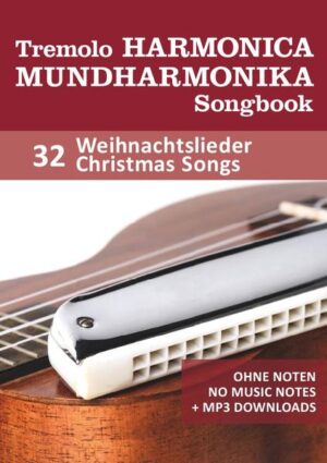 Liederbuch mit 32 der bekanntesten und beliebtesten Weihnachtslieder für die Tremolo- und Oktav- Mundharmonika in “Richter“-Stimmung und “asiatischer“ Stimmung. Die Melodien wurden einfachst mit Symbolen aufbereitet. Diese Symbole bezeichnen den zu spielenden Ton, die Gesangsmelodie bestimmt die Rhythmik. Es sind keine Notenkenntnisse nötig - Speilen nach Zahlen - für Anfänger geeignet! Liedtexte in Originalsprache, die MP3- Sounds sind in einem Player mit regelbarer Abspielgeschwindigkeit online verfügbar. Songbook with 32 of the best known and most popular Christmas carols for the tremolo and octave harmonica in "Richter" tuning and "Asian" tuning. The melodies were simply prepared with symbols. These symbols indicate the note to be played, the vocal melody determines the rhythm. No knowledge of music notes is required - play of numbers - suitable for beginners! Lyrics in the original language, the MP3 sounds are available online in a player with adjustable playback speed. Liste der Lieder: A, a, a, der Winter, der ist da! / Alle Jahre wieder / Am Weihnachtsbaum die Lichter brennen / Angels we have heard on high / Away in a manger / Christmas is coming / Es ist ein Ros' entsprungen / Es wird scho glei dumpa / Fröhliche Weihnacht überall! / Go, tell it on the Mountain / God rest ye merry, gentlemen / Hark! The Herlad Angels sing / I Saw Three Ships / Ihr Kinderlein kommet / Jingle Bells / Josef, lieber Josef mein / Joy to the world / Kommet ihr Hirten / Lasst uns froh und munter sein / Leise rieselt der Schnee / Maria durch ein` Dornwald ging / Morgen kommt der Weihnachtsmann / Morgen, Kinder, wirds was geben! / O come, all ye faithful / O du fröhliche / O Tannenbaum / Schneeflöckchen, Weißröckchen / Stille Nacht / Süßer die Glocken nie klingen / The first Noel / Vom Himmel hoch da komm ich her / We wish you a merry Christmas