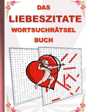 Das erste Buch mit vielen spannenden Wortsuchrätseln zum Thema LIEBESZITATE ist endlich da! Ob du gerade eine Pause von deinen täglichen Pflichten machst, im Bus oder in der U-Bahn sitzt, auf etwas wartest, oder du einfach nur entspannen möchtest, jetzt kannst du die Weisheiten der Liebe jederzeit ergründen. Mit Liebeszitaten bekannter Persönlichkeiten. Die Rätsel sind gut lesbar in großer Schrift gehalten. Die Lösungen finden sich ebenfalls im Buch. Wortsuchrätsel zu lösen ist eine sinnvolle Beschäftigung, ist motivierend und Training für die grauen Gehirnzellen! Perfekt auch als Geschenk oder unterhaltsames Mitbringsel geeignet! Weitere Wortsuchrätselbücher von Brian Gagg: H I S T O R Y: 1970iger Jahre, 1980iger Jahre, 1990iger Jahre, 1980iger Jahre Retrospaß, 1.WELTKRIEG, 2.WELTKRIEG, S P O R T: ANGELN, BADMINTON, BASKETBALL, BOWLING, EISHOCKEY, FALLSCHIRMSPRINGEN, FELDHOCKEY, FUßBALL, GOLF, HANDBALL, MINIGOLF, POKERN, RADSPORT, REITSPORT, SCHACH, SCHWIMMSPORT, SKI SPORT, SPORTARTEN, SQUASH, TENNIS, TISCHTENNIS, VOLLEYBALL, F A M I L I E U N D B E Z I E H U N G E N: MUTTER, VATER, SCHWESTER, BRUDER, OMA, OPA, FREUNDSCHAFT, LIEBESZITATE, F R E I Z E I T U N D H O B B I E S: GRILLEN, SKAT, URLAUB, SMARTPHONE und HANDY, AUTOMARKEN, BLUMEN, GARTEN, HUNDE, KATZEN, J A H R E S Z E I T E N U N D -E R E I G N I S S E: FRÜHLING, SOMMER, HERBST, WINTER, WEIHNACHTEN, OSTERN, HALLOWEEN, GEBURTSTAG, R E L I O N: BIBELVERSE O R T E: BERLIN, MALLORCA, S O N S T I G E S: GLÜCK, UFO, SCIENCE FICTION, HORROR, KRANKENPFLEGE, KRIMINALITÄT, LEHRER, SCHULE, LUSTIGE SCHIMPFWORTE