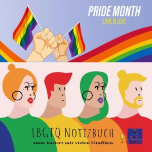 Pride Month Love is Love LBGTQ Notizbuch 4mm kariert mit vielen Grafiken Die Regenbogenflagge ist ein Symbol für lesbische, schwule, bisexuelle, transgender (LGBT) und queer pride und soziale LGBT-Bewegungen. Auch bekannt als Gay-Pride-Flagge oder LGBT-Pride-Flagge, spiegeln die Farben die Vielfalt der LGBT-Community und das "Spektrum" menschlicher Sexualität und Geschlechter wider. Die Verwendung einer Regenbogenfahne als Symbol des Gay Pride begann in San Francisco, wurde aber schließlich bei LGBT-Rechteveranstaltungen weltweit üblich. Das hier ist ein Notizbuch, das eine Menge dieser Farben und Motive beinhaltet. Es kann als Identitäts Werkzeug dienen, oder einfach auch ein schönes Geschenk sein. Wir wünschen viel Freude damit.