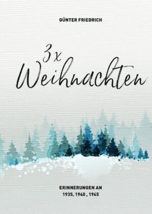 Der Autor Günter Friedrich erzählt in 3 x Weihnachten, seine, als Einzelkind im NS-Staat erlebten Weihnachten.Im noch zu Friedenszeiten frühkindlichem Weihnachten in Guben, von der fünf Jahre später gefolgten Erzählung über das Kriegsweihnachten in Luckenwalde, schließt die Trilogie der Weihnachtserzählungen im Asyl in Partenkirchen. 3 x Weihnachten erzählt autobiographisch, in authentischer und berührender Weise, von den sehr unterschiedlichen und einprägsamen Weihnachten in den Jahren 1935, 1940 und 1945. Dieses Büchlein - welches der Autor selbst aus seinem Werk  Vom kleinen Glück im großen Unglück zusammengestellt hat - wird durch den jeweiligen fünfjährigen Zeitensprung zu einem Coming of Age .In seinen detaillierten Erinnerungen werden bei der älteren Generationen Erinnerungen geweckt und gibt der jüngeren Generation hilfreiche Einblicke zu verstehen, was Not und Elend von Krieg bedeutet, auch und gerade zu Weihnachten.