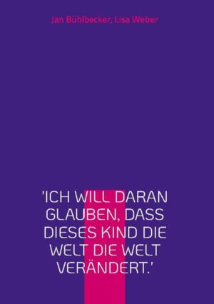 "Was ist das für eine Welt? Menschen werden hin und her geschubst wie Steine. Von einem Kaiser, der nur an sein Geld denkt. Ein König hat solche Angst vor einem Kind, dass er tausend Kinder töten lässt. Hirten sind die ersten, die Gottes Sohn sehen. Reiche Männer reisen um die halbe Welt, um Maria, Josef und dem Jesuskind die Flucht zu erleichtern. Und Fremde, die nehmen sie auf und bieten Hilfe an, als wären wir alte Freunde. Ist da doch ein Gott im Himmel, der die Fäden zieht?" Aus: Ich will daran glauben, dass dieses Kind die Welt verändert