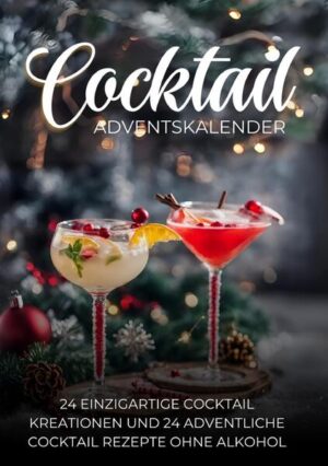 Tauchen Sie ein in eine Welt voller köstlicher Überraschungen mit unserem Cocktail Adventskalender für das Jahr 2024. Dieses Buch bietet eine Auswahl von 24 raffinierten Cocktailrezepten, darunter sowohl alkoholhaltige als auch alkoholfreie Varianten. Einfache Rezepte für Anfänger: Dieses Cocktailbuch ist perfekt für Anfänger geeignet, die die Kunst des Cocktailmixens erlernen möchten. Klare Anleitungen und einfache Zutaten machen das Nachmachen der Rezepte mühelos und sorgen für gelungene Ergebnisse. Vielfalt für jeden Geschmack: Genießen Sie eine breite Palette von Aromen mit unserer Sammlung winterlicher Cocktails. Von klassischen Mixgetränken bis zu erfrischenden alkoholfreien Alternativen ist für jeden Geschmack und Anlass etwas dabei. Das Adventskalenderbuch für gesellige Winterabende: Verleihen Sie Ihren Winterabenden mit Freunden und Familie eine festliche Note. Unsere Rezepte laden dazu ein, gemeinsam zu mixen und die Gemütlichkeit der Adventszeit zu genießen. Einzigartige Vorfreude mit jedem Türchen: Erleben Sie die einzigartige Vorfreude des Adventskalenders mit 24 exquisiten Cocktails. Die liebevoll zusammengestellten Rezepte sorgen für einen täglichen Genussmoment und versüßen Ihnen die Wartezeit bis Weihnachten. Das erwartet Sie in diesem Cocktail Adventskalender: ★ 24 weihnachtliche Cocktails ★ 24 winterliche Cocktails ohne Alkohol ★ Jeden Tag neue Cocktail Kreation