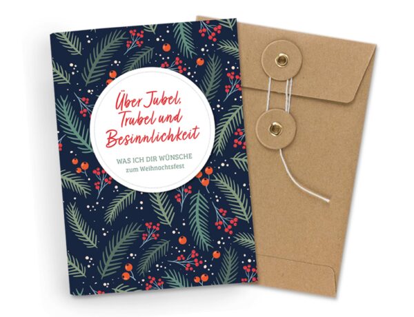 So macht Geld schenken wieder Spaß. Ein kleines Heft mit ausgewählten Zitaten, Gedichten, Bibelversen zur Weihnachtszeit. Platz für eigene Worte gibt es natürlich auch. Die guten Wünsche und das Geld einfach zusammen in dem beiliegenden Umschlag verstauen, die Fadenbindung verschließen und fertig ist das besondere Geldgeschenk.