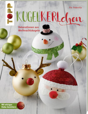 Aus schlichten Weihnachtskugeln werden nun süße Begleiter für die Advents- und Weihnachtszeit: Rentiere, Nikoläuse, Schneemänner. Ob als Tischdeko, am Fenster oder als originelle Geschenkanhänger, die kleinen Kerlchen machen im ganzen Haus eine gute Figur. Verschiedene Basteltechniken und Materialien kommen zum Einsatz und die auch für Kinder geeigneten Projekte machen die Kugelkerlchen zum Advents-Bastelspaß für die ganze Familie!