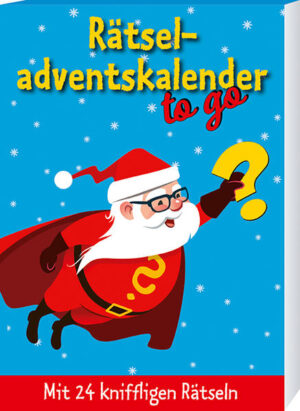 Ein neuer Adventskalender für Rätselfreunde - Mit 24 weihnachtlichen Rätseln durch den Advent 24 kleine und kniffelige Aufgaben zum Rätseln und Knobeln, die man überallhin mitnehmen kann. Dieser handliche Adventskalender hält für jeden Tag im Advent ein kniffeliges Rätsel in weihnachtlichem Gewand bereit. Ein etwas anderer Adventskalender und das perfekte vorweihnachtliche Geschenk oder kleine Mitbringsel für Rätselfreunde. Adventskalender: • im kleinen Format • perfekt für unterwegs oder als Geschenk: Kleinigkeit / Mitbringsel • schön gestaltet • wenn's zu schwer sein sollte: Mit Lösung jeweils auf der Rückseite Ein Weihnachtskalender für Erwachsene und ältere Kinder bzw. Jugendliche mit vielen verschiedenen Rätseln und Knobeleien: Worträtsel, Zahlenrätsel, Sudoku, Bilderrätsel, Logicals, ... Viel Spaß beim Knobeln!