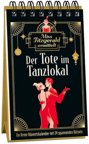 Der erste Fall für Miss Fitzgerald - Ein Krimi-Adventskalender mit 24 spannenden Rätseln Die Krimi-Geschichte: Eigentlich wollte sich die Krimiautorin Sidney Fitzgerald nur auf einen Drink mit ihrem alten Bekannten Charlie im Tanzlokal Golden Slippers treffen, als dieser plötzlich tot zusammenbricht. Wer könnte es auf Charlie abgesehen haben? Verdächtige gibt es einige, aber wessen Motiv war stark genug, um einen kaltblütigen Mord zu begehen? Miss Fitzgerald beginnt zu ermitteln … So geht's: Der dekorative Adventskalender für erwachsene Leser und Rätselfreunde zum Aufstellen verbirgt hinter jeder der 24 Pforten ein weiteres Kapitel des atmosphärisch-nostalgischen Kriminalfalls und ein passendes Rätsel. Die Auflösung zum jeweiligen Tag findet sich je auf der Rückseite des jeweiligen Adventskalender-Blatts. 20er-Jahre-Atmosphäre im Advent - Die neue Krimireihe im Stil der Golden 20‘s Ein Weihnachtskalender ganz ohne Schokolade für erwachsene Krimi- und Rätselfans.