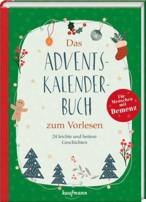 Das Adventskalender-Buch für Menschen mit Demenz 24 Vorlesegeschichten für die Weihnachtszeit Dieses Buch begleitet durch die schöne Vorweihnachtszeit - 24 winterlich-weihnachtliche Geschichten in einfacher Sprache für Menschen mit Demenz erzählen von lustigen Erlebnissen, vergangenen Weihnachtsfesten und tollen Geschichten im Advent. Ergänzt um traditionelle Gedichte, klassische Weihnachtslieder und Anregungen für Gespräche ist dieses Buch ein schöner Begleiter im Advent. Die kurzen Texte helfen dabei, die Weihnachtsstimmung hervorzurufen und wecken persönliche Erinnerungen. Regelmäßig lesbar als Adventskalender: Enthalten sind 24 Geschichten für ältere Menschen oder Menschen mit Demenz: Leichte, kurze Texte plus weitere Ideen für die Adventszeit. Und mit jedem neuen Kapitel rückt Weihnachten näher! Zum Vorlesen und gemeinsamen Erinnern: Die Vorlesegeschichten sind so konzipiert, dass sie Erinnerungen bei den Zuhörenden wecken. Die Fragen und Gesprächs- und Aktionsanregungen am Ende der Erzählungen laden dazu ein, über eigene Erfahrungen rund um Weihnachten nachzudenken, Erinnerungen wachzurufen und miteinander ins Gespräch zu kommen. Vor allem aber sollen die Weihnachtsgeschichten und -gedichte Vorlesende und Zuhörende in eine weihnachtliche Stimmung bringen und Vorfreude auf das schönste Fest im Jahr wecken. Das Vorlesebuch für den Advent: • Zum täglichen Lesen im Advent als Adventskalender • Zum gelegentlichen Lesen in der Weihnachtszeit • Zum Vorlesen in der Gruppe • Für die Vorlesestunde an Heilig Abend