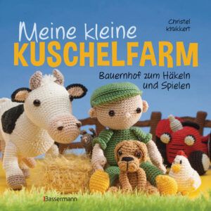 Ferien auf dem Bauernhof?! Die gehäkelte Version lässt jedes große und kleine Kinderherz höher schlagen: Bauer Hans und Bäuerin Emma werden von Knecht Martin unterstützt, wenn Traktor und Güllewagen bei der Feldarbeit zum Einsatz kommen. Auf der Weide sind Berta, die Kuh, Bruno, das Pferd, und Viktor, das Schwein, unterwegs