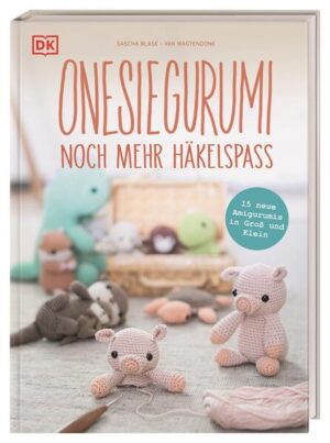 Der Onesiegurumi-Häkelspaß geht weiter: 15 neue Häkeltiere - ganz ohne Nähen! Dinosaurier, Alpaka, Rentier oder Igel? Freuen Sie sich auf 15 neue süße Amigurumi Häkeltiere! Nach ihrem erfolgreichen Häkelbuch „Onesiegurumi - Amigurumi häkeln ohne Nähen!" hat DIY- & Häkel-Expertin Sascha 15 neue Onesiegurumi-Anleitungen entwickelt. Schritt für Schritt zeigt sie Ihnen, wie Sie die Tierfiguren selber häkeln und dabei Ohren, Arme oder Beine direkt beim Häkeln am Körper befestigen. Supersüße Amigurumi-Häkeltiere in Groß und Klein - 15 neue Häkel-Projekte: Dackel, Fledermaus, roter Panda, Affe, Schildkröte & Co. - Ausführliche Schritt-für-Schritt-Beschreibungen mit vielen Fotos - Verschiedene Schwierigkeitsgrade für Amigurumi-Anfänger*innen und Onesiegurumi-Profis - Vom Mini-Otter bis zum Mega-Dinosaurier: jede Häkel-Anleitung enthält Angaben für Häkeltiere in unterschiedlichen Größen Masche für Masche zur fertigen Häkelfigur Schluss mit schiefen Ohren und unsymmetrischen Armen: Beim Onesiegurumi-Häkeln entstehen erst alle Körperteile einzeln und werden dann direkt beim Häkeln des Kopfs oder Körpers passgenau mit ein- und angehäkelt - ganz ohne Zusammennähen. Los geht`s: Häkelnadeln und Wolle ausgepackt, denn die kleinen Häkeltiere warten nur darauf, von Ihnen zum Leben erweckt zu werden! Kreative Amigurumi-Ideen: Überraschen Sie Ihre Liebsten mit einem selbstgemachten Geschenk zu Weihnachten, Geburtstag oder Taufe!