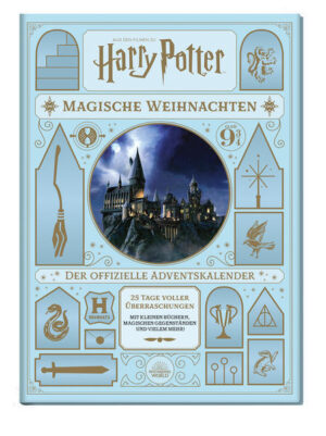 Begleite Harry Potter, Ron Weasley und Hermine Granger in die weihnachtliche Zauberwelt von Hogwarts. Tag für Tag gibt es neue magische Überraschungen: zauberhafte Postkarten, Sticker, ein Notizbuch, einen besonderen Schlüsselanhänger und vieles mehr. Außerdem gewähren spannende Booklets Einblicke in die Welt der Harry-Potter-Filme. Über 40 herausnehmbare Extras zum Sammeln lassen die Herzen aller Harry-Potter-Fans höherschlagen und garantieren eine zauberhafte Adventszeit! Über 40 Überraschungen für 25 Tage!