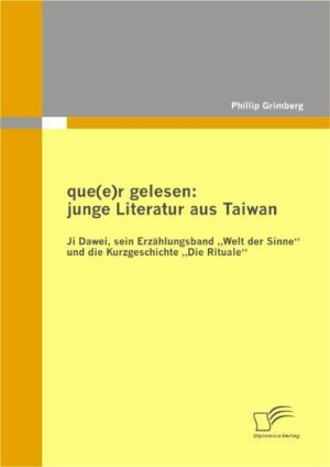 Vor dem Hintergrund taiwanischer Diskurse zu Homosexualität und ihrer gesellschaftlichen und politischen Bezüge verhandelt der taiwanische Autor Ji Dawei (geb. 1972) als Vertreter einer postmodernen, stark global orientierten und inszenierten jungen intellektuellen taiwanischen Elite die Themen Homosexualität, Wahrheit, Identität und Ritualität in einer Sammlung unterschiedlicher Erzählungen,. Diese sind jedoch durch die Klammer der Dekonstruktion als methodologisches Instrument und die theoretischen Prämissen der als ku´er lun taiwanisch-indigenisierten Entsprechung der queer-theory miteinander verbunden. Die im Rahmen dieser Studie exemplarisch behandelte Erzählung Die Rituale, 1995 in dem Erzählungsband Welt der Sinne veröffentlicht, beleuchtet anhand der Lebens-, Liebes- und Leidensgeschichte des Protagonisten die Falsifizierbarkeit absoluter Wahrheiten und die diesen innewohnenden willkürlich-subjektiven Identitätsannahmen. Anhand unterschiedlicher textimmanenter Parameter wie Familie, Militär und Ritual versucht die Arbeit, die zugrunde liegenden Einschreibungen des Autors sichtbar zu machen und gleichzeitig einen Blick auf ein wenig beachtetes und außerhalb Taiwans kaum rezipiertes literarisches Sujet zu eröffnen. Da die vorgelegte Studie induktiv und textnah angelegt wurde, findet sich eine Übersetzung der Rituale beigefügt.