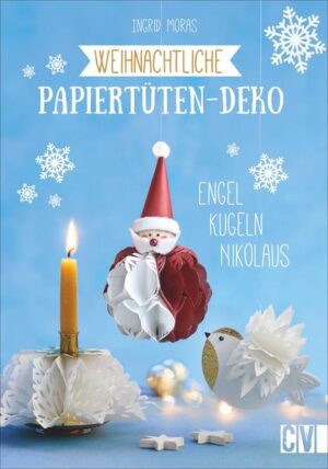 Weihnachtszeit ist Bastelzeit und mit kleinen Papiertüten ist es besonders einfach, stimmungsvolle Dekorationen herzustellen. Schneemann, Engel, Nikolaus, Kugeln, Wichtel, Sternkinder, Wintervögel, Kerzenhalter und Sterne schmücken das eigene Zuhause. Und das Tolle ist, dass sie einfach gemacht sind: Die Tüten mit Hilfe der Vorlagen in Form schneiden, aufeinander kleben und auffalten. So ist die Grundform schnell fertig und die Modelle können nun ausgestaltet werden, zum Beispiel mit Köpfen, Flügeln und Federn! Weihnachten wird schön!