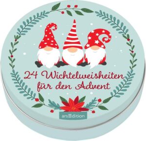 Leider hielt es der Verlag arsEdition nicht für nötig, bei der Anmeldung im Verzeichnis lieferbarer Bücher sorgfältig zu arbeiten und das Buch Adventskalender in der Dose. 24 Wichtelweisheiten für den Advent von N. N. mit einer Inhaltsangabe auszustatten.