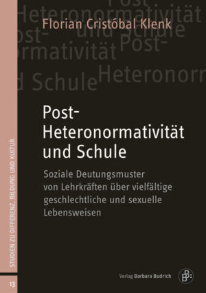 Gender and sexual diversity is becoming a topic in everyday school life, but still occupies a precarious position in it - this not only affects LGBTIQ* children and young people, but also educational professionals, as this study shows. Based on a critically deconstructive pedagogy and on qualitative interviews with lesbian, gay, bi- and heterosexual as well as inter*, trans* and cisgender teachers, the study reconstructs social patterns of interpretation about how they deal with and address diverse lifestyles at school and in the classroom. The study makes an innovative contribution to an area of educational science that has hardly been researched so far and thus provides new impulses for a queer professionalisation of (future) teachers.