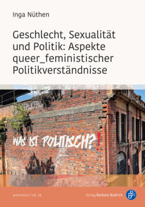 What do gender and sexuality have to do with politics? What are queer_feminist answers to the questions "What is political?" and "What is politics?" respectively? This book engages in a cartography of Western queer_feminist contributions to the concept of politics from theory and movement. The author identifies several aspects as bundling points for the definition of the term, including the identification of politics with power and the focus on alliances. She uses these aspects to develop proposals for a gender- and sexuality-analytic approach to politics. The systematization sheds light on the complexity and accompanying challenges of the conceptual field.