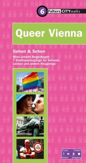 Der sechste Band der Reihe CITYwalks führt auf sieben Stadtspaziergängen durch die Schwulen- und Lesbencommunity Wiens. Hier entdeckt der Stadtbenutzer ebenso wie der Stadtbesucher verschrobene Klingellokale und urbane Hipness. Neben vielen historischen Fakten bringt "Queer Vienna" selbstverständlich auch jede Menge nützliche Informationen, von Einkehrtipps bis zu Shoppingmöglichkeiten.