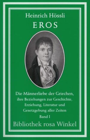 Der Schweizer Heinrich Hössli (1784 - 1864) war der erste Vorkämpfer für die Rechte der Homosexuellen - lange, bevor dieser Begriff geprägt wurde. Er war ein Vorläufer Karl Heinrich Ulrichs' und Magnus Hirschfelds. Sein Hauptwerk "Eros" erschien in zwei Bänden 1836 und 1838. Dieser Reprint wird durch ein Register in Band 2 erschlossen. (BrW)