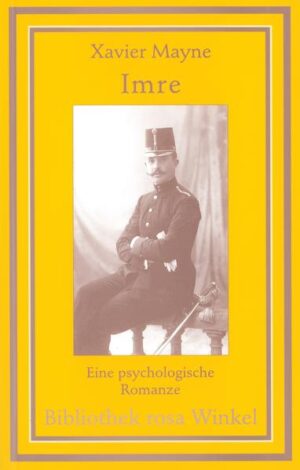 Als Edward Irenaeus Prime-Stevenson (1858 - 1942) schrieb er Jugendbücher mit homoerotischen Untertönen, als Xavier Mayne eine hierzulande nahezu unbekannte Geschichte der Homosexualität. Im Wissen darum, dass Homosexualität sich am deutlichsten in der Literatur artikuliert, schrieb er parallel dazu seine psychologische Romanze "Imre". Der junge ungarische Leutnant Imre begegnet dem Engländer Oswald - in vorsichtiger Annäherung offenbaren sie einander ihre Seelen und entdecken in einer homophoben Umgebung die Möglichkeiten des Glücks. Die Originalausgabe ("Imre. A Memorandum") erschien 1906, die nur mit "D. G." gezeichnete deutsche Übersetzung um 1910.