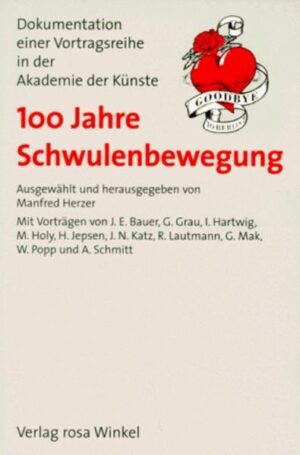 Leider hat der Verlag Männerschwarm, Salzgeber Buchverlage GmbH es versäumt, dem Buchhandel eine Inhaltsangabe zu dem Buch "100 Jahre SchwulenbewegungDokumentation der Vortragsreihe in der Akademie der Künste" von E Grau, I Hartwig, J N Katz, Manfred Herzer zur Verfügung zu stellen. Das ist bedauerlich, aber wir stellen unseren Leser und Leserinnen das Buch trotzdem vor.