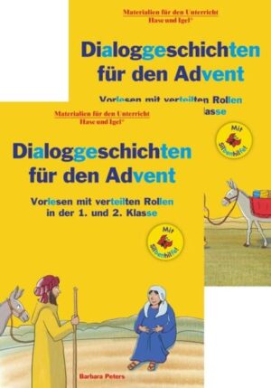 Beide Mappen mit Dialoggeschichten zur Adventszeit (mit Silbenhilfe) im Paket. Jede Mappe mit 32 Seiten, Format DIN A4, farbig illustriert.