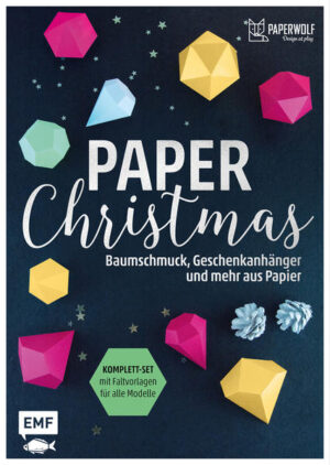 Weihnachtszeit ist Bastelzeit! Nie macht Basteln und Verpacken mehr Spaß als zum schönsten Fest des Jahres. Unser Autor Wolfram Kampffmeyer alias Paperwolf bietet in diesem Bastel-Set 20 wunderschöne Projekte für Geschenkanhänger und Baumschmuck. Angesagte 3D-Diamanten, Würfel und Co. werden im Nu gebastelt. Die hochwertig bedruckten Metallic-Papiere liegen bereits bei, sodass sofort losgelegt werden kann.