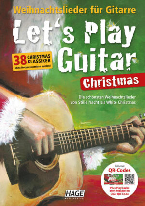 Let‘s Play Guitar Christmas ist das perfekte Weihnachts-Songbook für alle Gitarristen! Es enthält 38 der bekanntesten und beliebtesten Lieder, die zu jedem Weihnachtsfest gehören - von traditionell bis modern, von Klassik bis Pop. Einfach aufschlagen und losspielen: Mit der bewährten „Let‘s Play Guitar-Methode“ können alle Stücke auch ohne Notenkenntnisse schnell erlernt werden. Alle Stücke werden anschaulich und leicht nachvollziehbar dargestellt. Das Songbook ist für Anfänger und Fortgeschrittene gleichermaßen geeignet. Die Stücke sind so arrangiert, dass sie, dank gitarrenfreundlicher Tonarten, schnell und einfach zu erlernen sind, dabei dennoch abwechslungsreich und stimmungsvoll klingen. Zu jedem Song findest du Akkorddiagramme, Liedtexte und Begleitrhythmen. Zusätzlich gibt es einfache Picking-Muster zu den meisten Liedern. Über die QR-Codes, die du ganz einfach über dein Smartphone oder Tablet abspielst, kannst du dir die Stücke anhören und dazu spielen. Sie wurden aufwendig mit Gesang und Gitarre produziert. So macht Weihnachten auch Gitarristen Spaß!