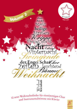 Auf die schon erschienene Liedersammlung „Swingende Weihnacht“ folgt nun ein zweiter Band mit Advents- und Weihnachtsliedern. In „Swingende Weihnacht Vol. 2“ wurden Gedichte bekannter und weniger bekannter Dichter nun auch in anderen Jazz-Stilen vertont: Mit „Markt und Straßen“ beruhigt Eichendorff im Balladenstil, Luthers Engelschar verkündet die Botschaft in südamerikanischem Flair und Rilkes „Advent“ erscheint im Funk-Gewand. Zu den einstimmigen, eingängigen und gut singbaren Liedern gesellt sich eine Instrumental-Stimme, deren Noten in C-, Bb- und Eb-Fassungen zum Download bereitstehen. Beiliegend gibt es eine CD, auf der man die Lieder nachhören und mitsingen kann. Ebenso finden sich dort groovige Playbacks, die ganz praktisch bei Aufführungen einsetzbar sind. Die Lieder aus „Swingende Weihnacht Vol. 2“ bereichern jedes Advents- und Weihnachtskonzert, erfreuen die Ausführenden selbst beim Musizieren und erreichen in dieser besonderen Jahreszeit garantiert die Herzen der Zuhörer. Die Lieder: Freuet euch! (Wieland Kleinbub) Advent (Rainer Maria Rilke) Bäume leuchtend (Johann Wolfgang von Goethe) In Weihnachtszeiten (Hermann Hesse) Winternacht (Christian Morgenstern) Die heilige Nacht (Eduard Mörike) An der Krippe (Angelus Silesius) Markt und Straßen (Joseph von Eichendorff) Vom Himmel kam der Engel Schar (Martin Luther) Weihnachten (überliefert)